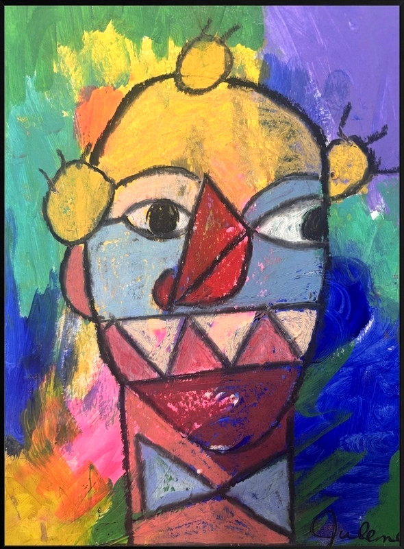 Mask Face – Original Signed Mixed Media Abstract Portrait 9×12