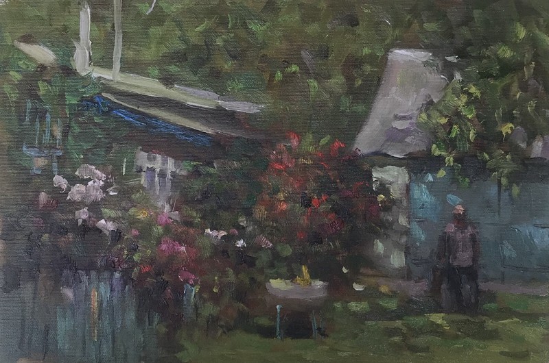 Oil painting Blooming May Ukrainian decor original art