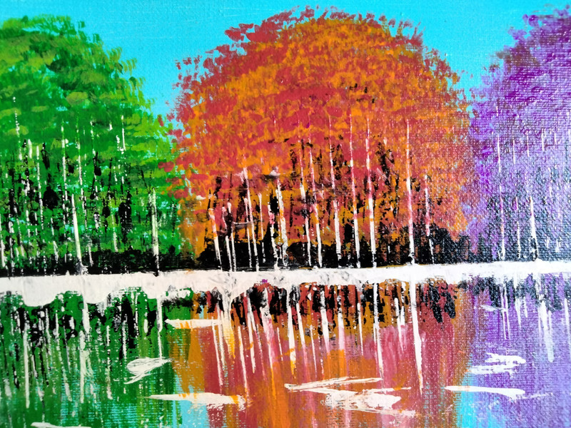 Framed Original Hand Painted Acrylic Painting on Stretched Canvas 13"x10"x1.3" gallery
