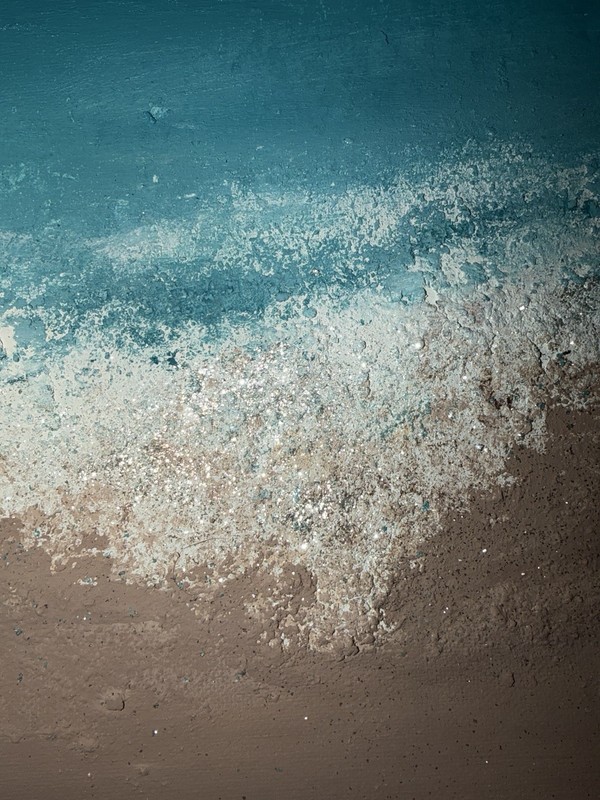 Abstract Ocean Beach Seascape Canvas Diptych Set, Sparkles, Unframed, 24x24 in gallery