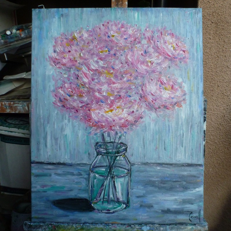 Delightful Dahlias 16x20 Floral art original oil painting NEW signed Crowell gallery