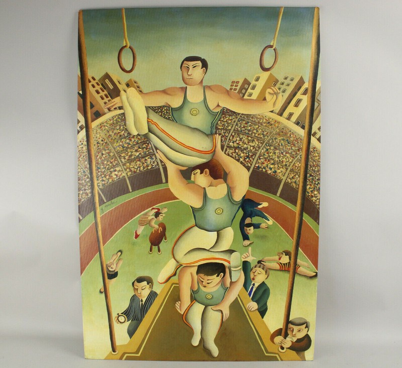 Incredible Original Yuval Mahler Acrylic Painting Canvas 24×36″ Olympics Rings