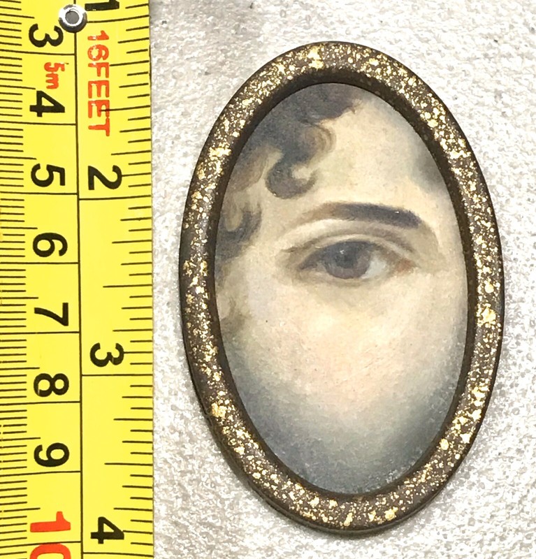 Antique Vintage 18/19C Oval Miniature Hand Painted Painting Lady’s Eye Gilt Old gallery