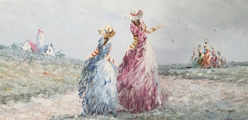 Marie Charlot Impressionist Original Oil Painting Signed "Ladies On The Beach" gallery