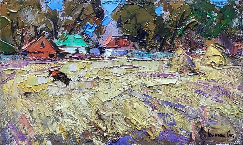 Oil Hand Painting Canvas Pasture Village Kalenyuk O Original Framed nKalen524