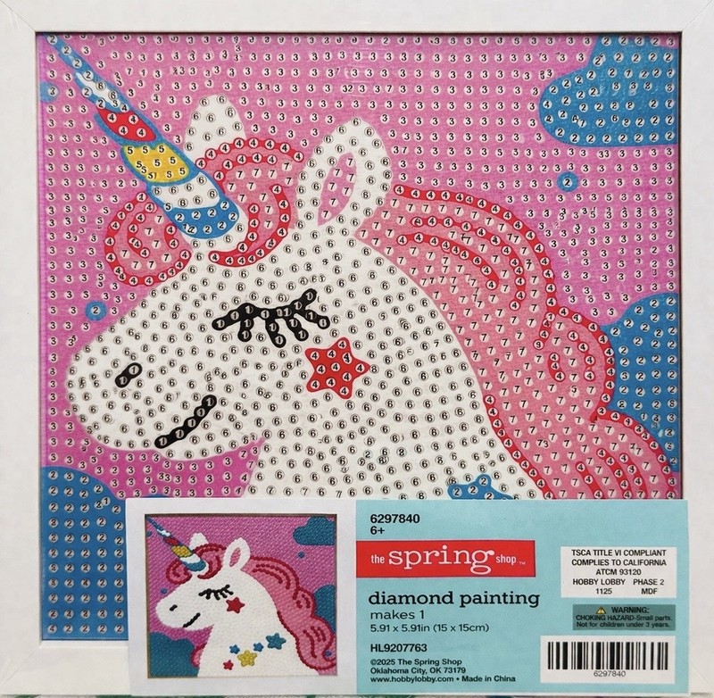 Unicorn Spring Diamond Painting Art Craft Girls Framed NWT Hobby Lobby Spring