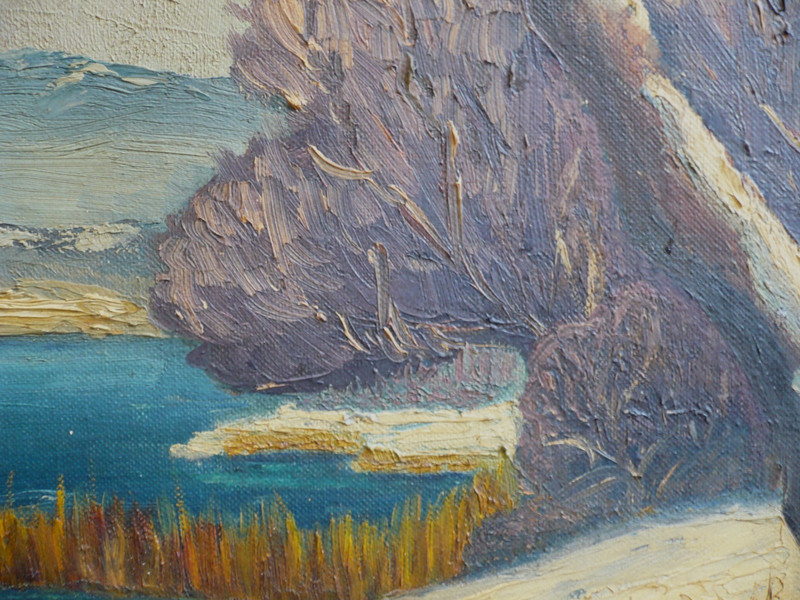 RUTH ROBERTSON, VINTAGE OIL PAINTING IMPRESSIONIST PLEIN AIR IMPASTO SNOW WINTER gallery