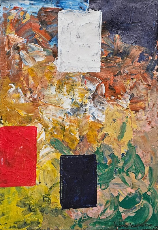 Abstract Painting Oil On Canvas Signed Canvas Hans Hofmann Handmade Art