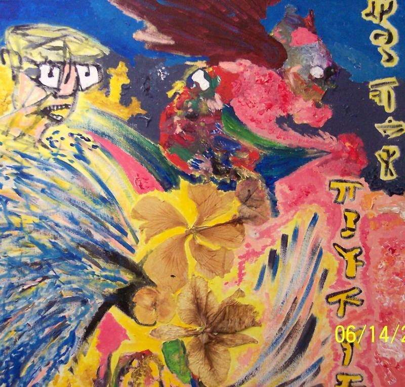 Cocky Cocky Doodles and the Gulf Oil Spill ORIGINAL Mixed Media Acrylic Painting gallery