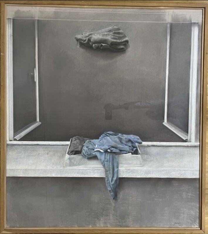 José Maria GARAYO hyperrealism framed pastel on two sheets of paper on canvas