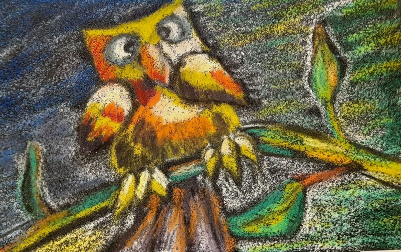 Birds Original Painting 5.5in×9in Owl Bird Portrait Animals Head Fairy Tale