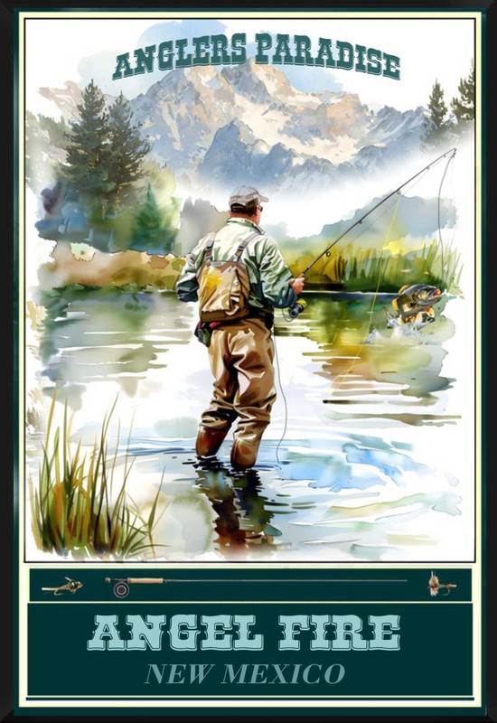 Angel Fire New Mexico Fly Fishing Travel Poster for Prints Framed or Canvas gallery