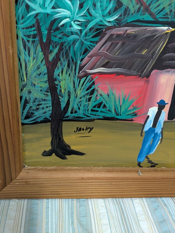 Vintage Frame 26x38 Dominican Republic Tropical Island Oil Painting On Wood gallery