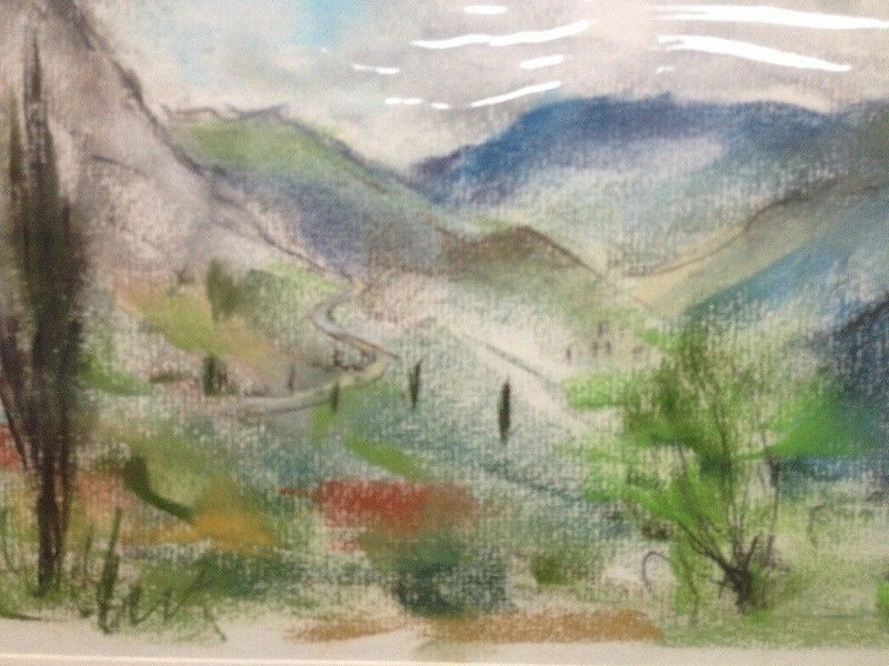 Franz Ehmke *1928 -2018 Pastel Greece Delphi Mountains Hiking Trail Antique gallery