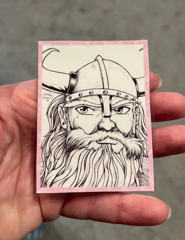 ACEO Amber Davis Open Edition Print Viking Ink Drawing Signed by Artist