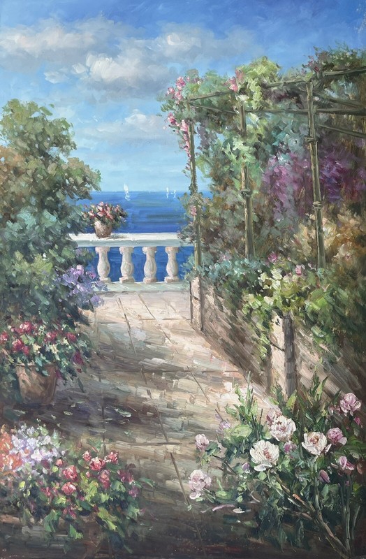 Garden, Original Oil Painting by R. Cook, 61 X 91 cm