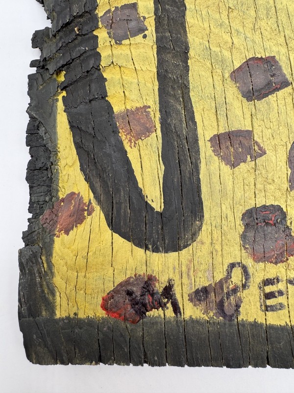Original Mose Tolliver T Black Yellow Snake Folk Art Soda Can Tab Hanger 10"x 9" gallery