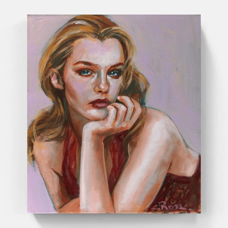 Original Oil Painting Portrait – Colleen Ross – 2018 – Signed 16×14