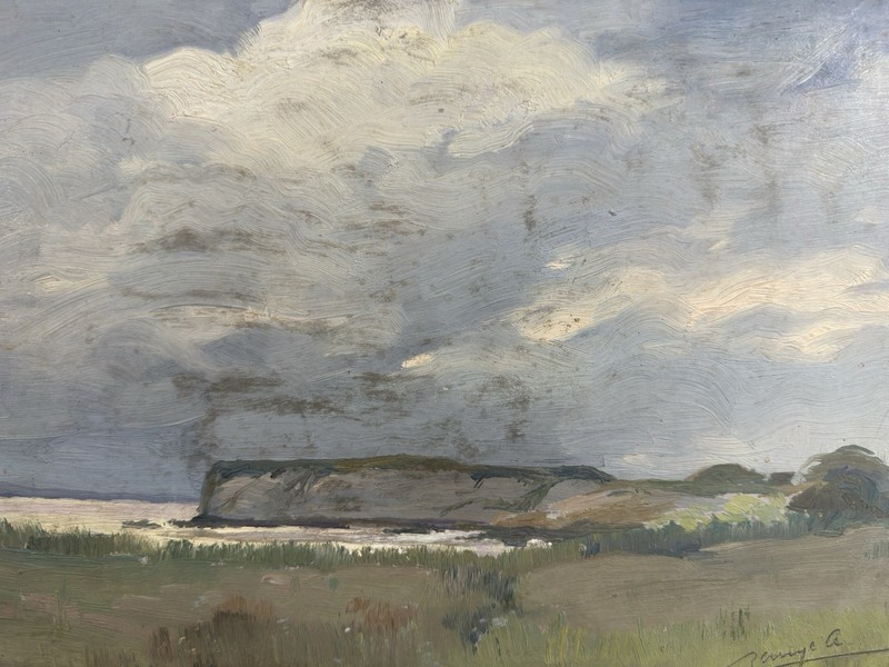 Signed Oil Painting On Panel, First Half 20th Century, Coast Of Opale / Albâtre gallery