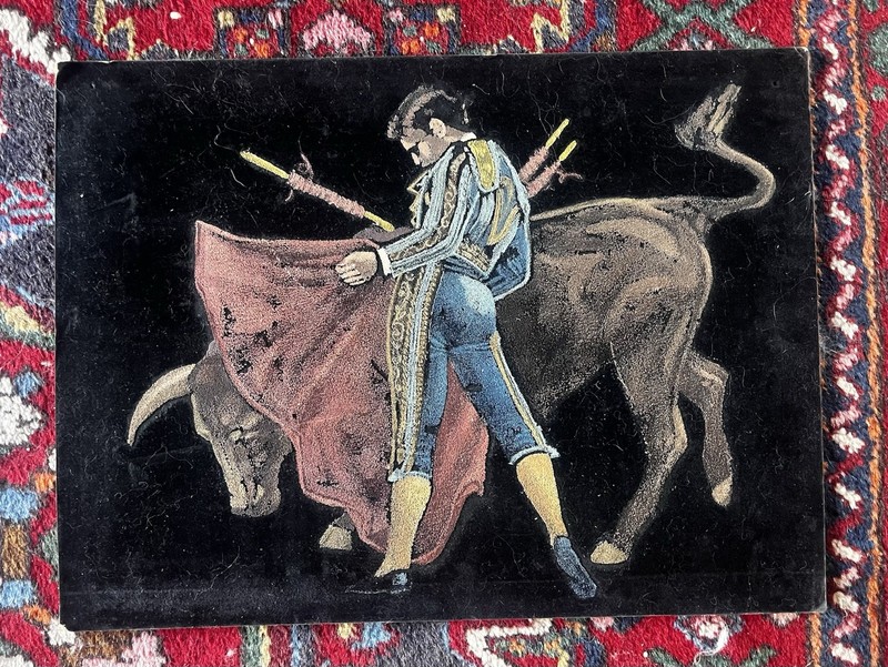 Vintage Black Velvet Painting Mexican Matador Bullfighter 12″ x 16″