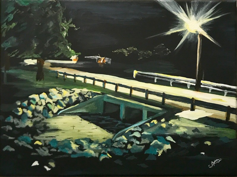 Dark Moody painting landscape Acrylic on Canvas inspiring adventure 16×12 in
