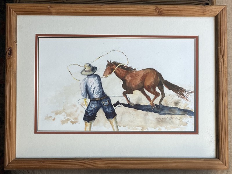 3 Original Watercolor Paintings Horses Cowboys CA Artist Signed Net Bartels Art! gallery