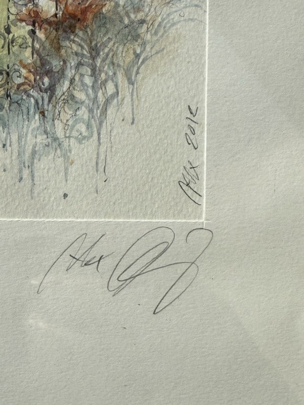 “Salzburg Austria” Watercolor Silver Framed Pencil Signed Alex ? 2012 VTG Art gallery
