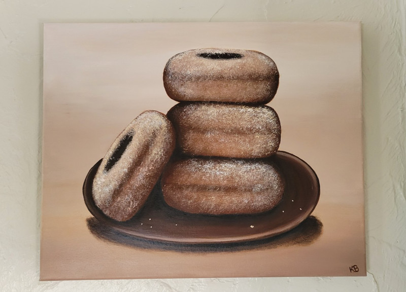 art work original canvas 16×20 donuts