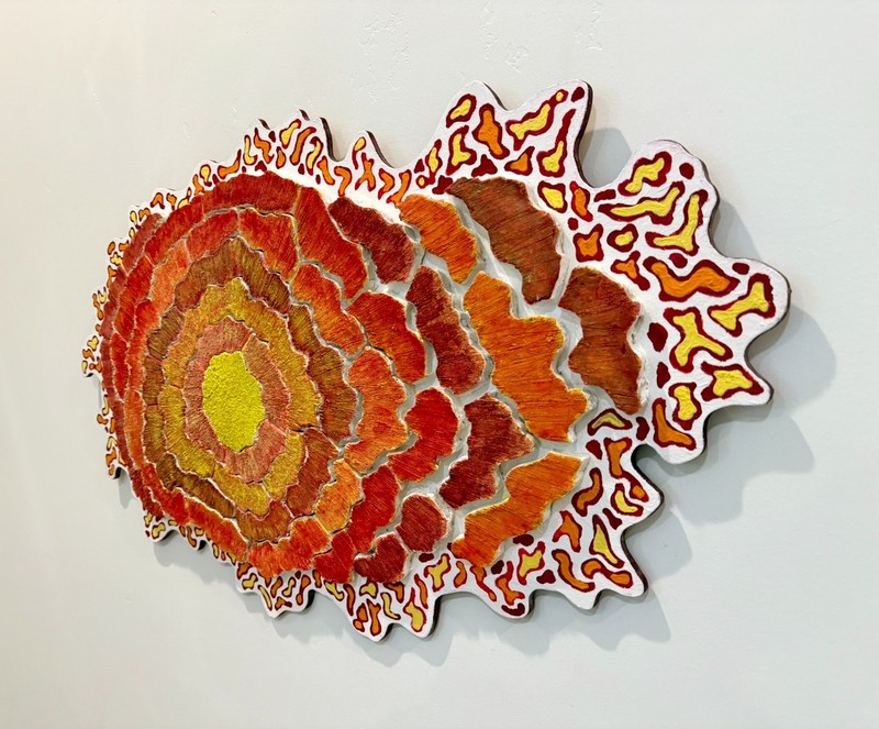 M. Wolff Solar Bloom Original Wood Wall Sculpture Mixed Media Abstract Art 1999