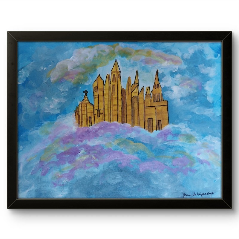 Modern Contemporary 14X11 Signed Colorful Original Art Canvas Heavenly Mansion