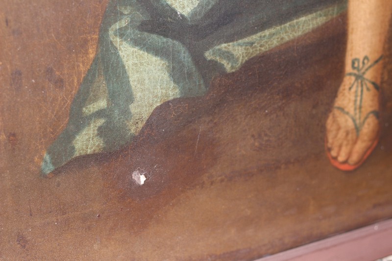 BEAUTIFUL ANTIQUE RARE ORIGINAL LARGE 17th C, 18th C PORTRAIT PAINTING OF A BOY gallery