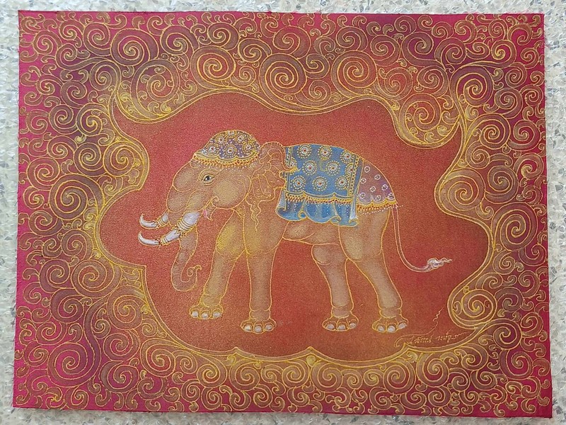 THAI ELEPHANT Acrylic Painting on SATIN 15.5 X 11.5 inch symbol of success