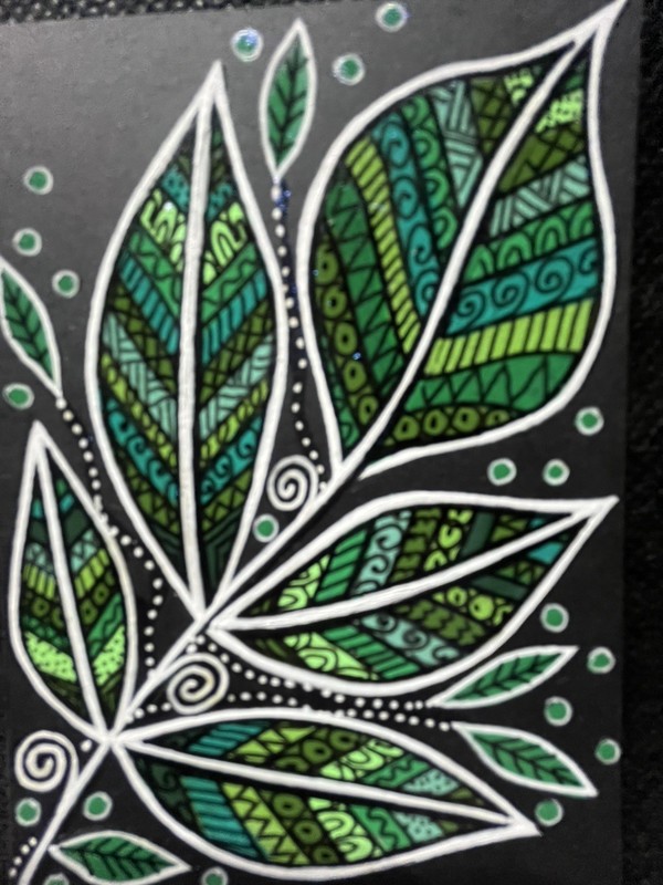 Original ACEO Art Card 2 1/2” x 3 1/2” leaf design