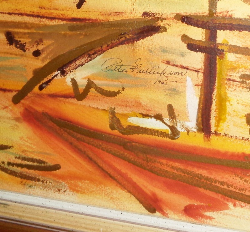 Peter Gullickson 1965 Impressionist Sailing Sail Boat Ships at Harbor Painting gallery