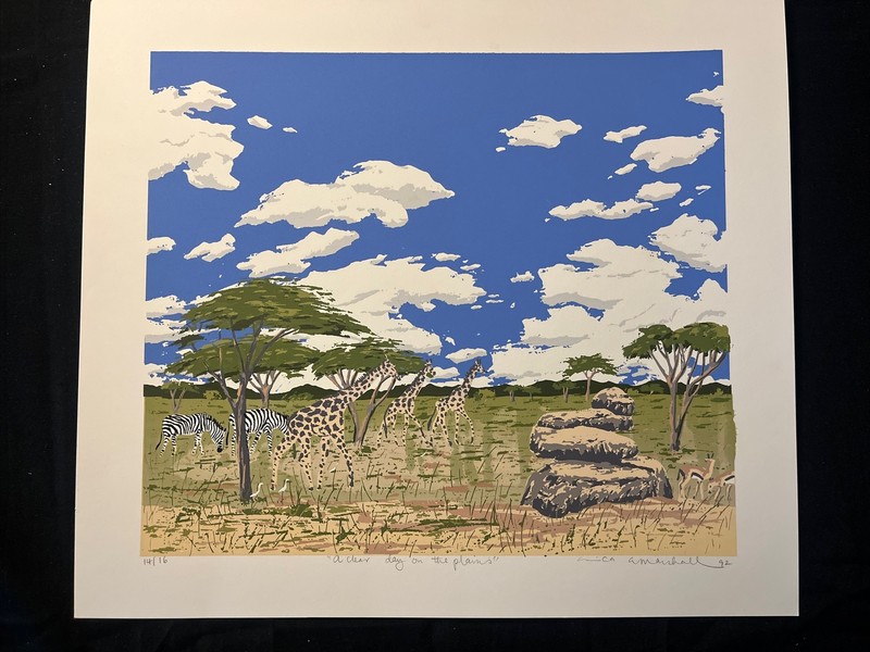 AFRICAN PLAINS Serigraph Print Enrica Marshall Safari Animals Zebra LIMITED /16