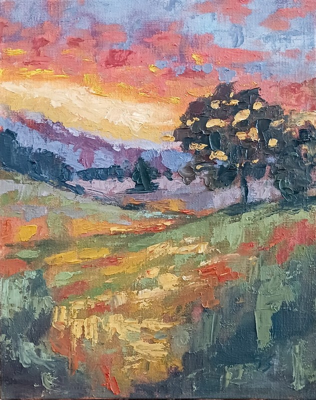 ORIGINAL Oil Painting Sunset Landscape Tennessee Impressionism Fine Art 8×10