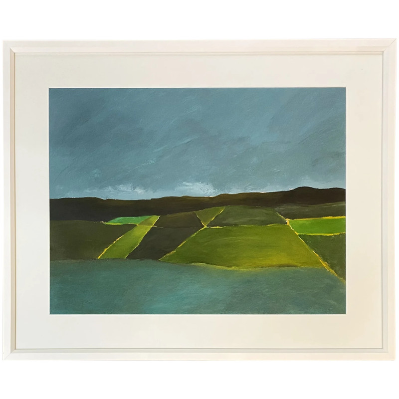 Janice La Motta Tonalist Landscape Acrylic Painting, Fields 1983