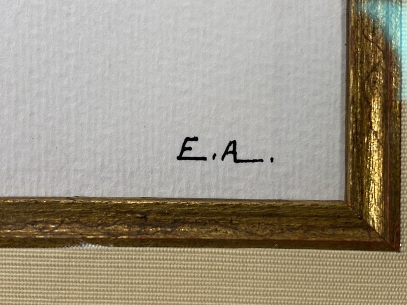 Ornithological Ink & Watercolor on paper of a Mallard Initialed E. A. 19-20th c. gallery