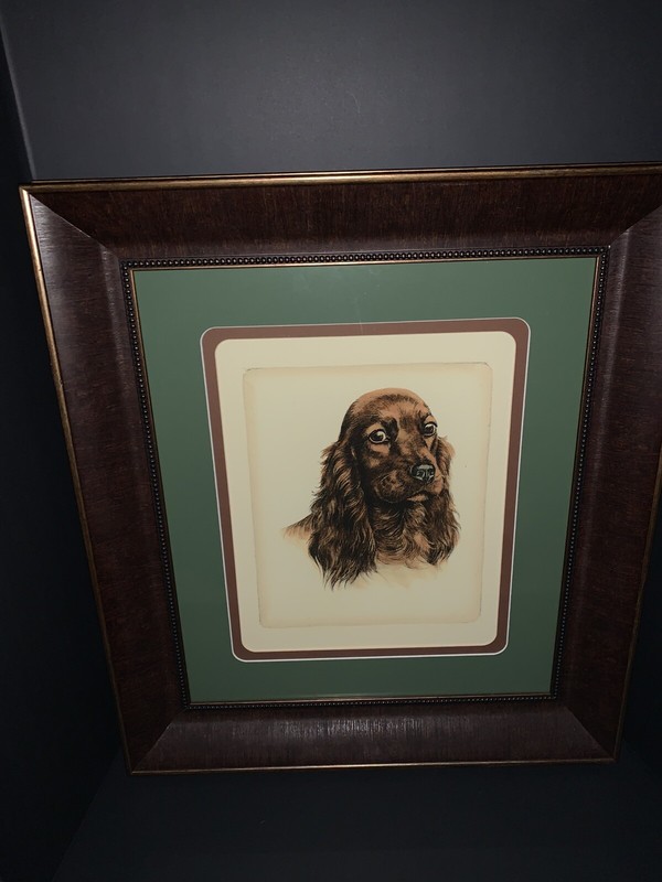 Cocker Spaniel Dog Painting. Bassett Mirror Co. Dog painting By Leon Danchin