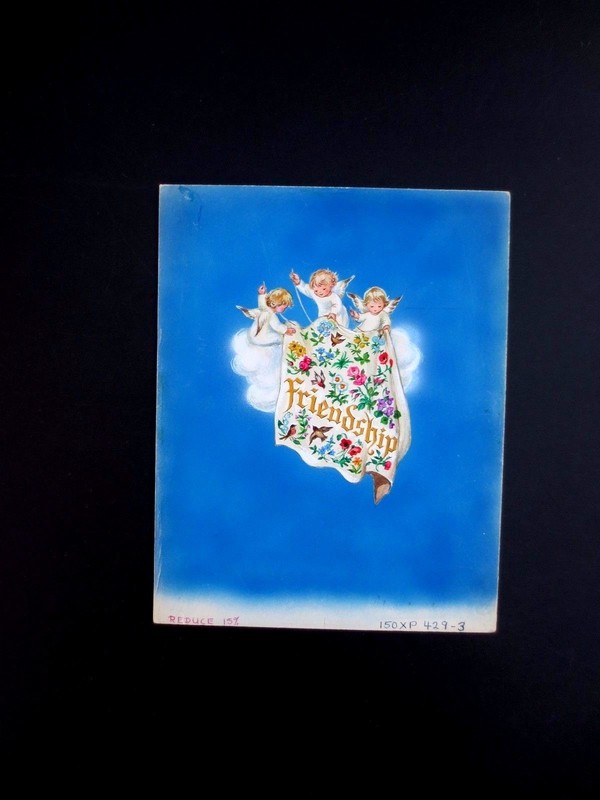 Original Water Color Painting for Xmas Card Art by Erica Von Kager «Friendship»