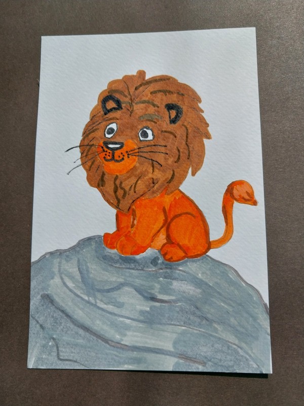 GAT Expressionism Original Painting 4x6 Whimsical Animals Lion Jungle Art Decor gallery