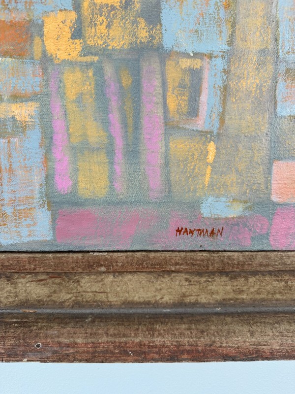 Murray Hantman ca. 1950's Abstract Expressionist oil painting mid-century modern gallery