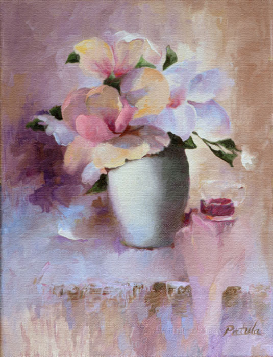 ORIGINAL MAGNOLIAS Floral Still Life Oil Painting Realism Flowers Dianne Patula