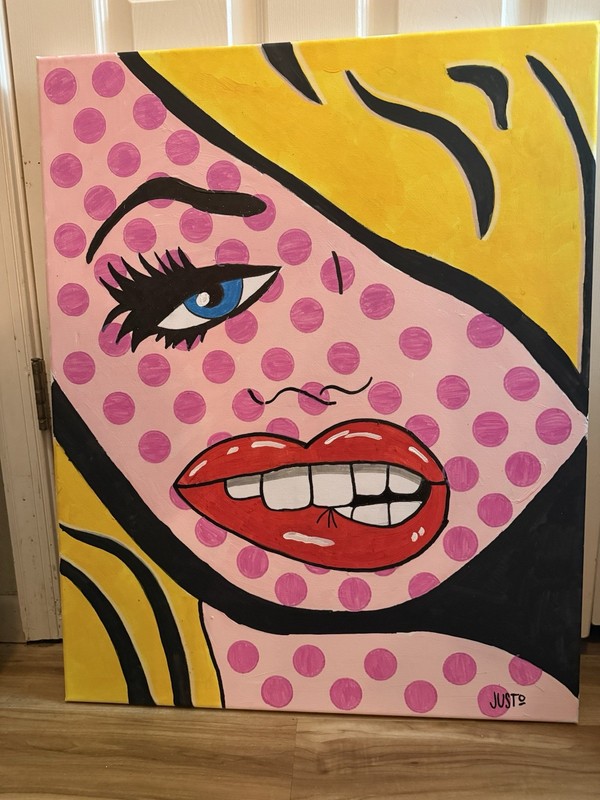 JUSTO Original pop art painting acrylic on canvas 24×30