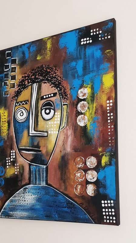 A.Z. Davis 20X16" Painting Abstract Modern Pop Street Outsider Brut Figure Art gallery