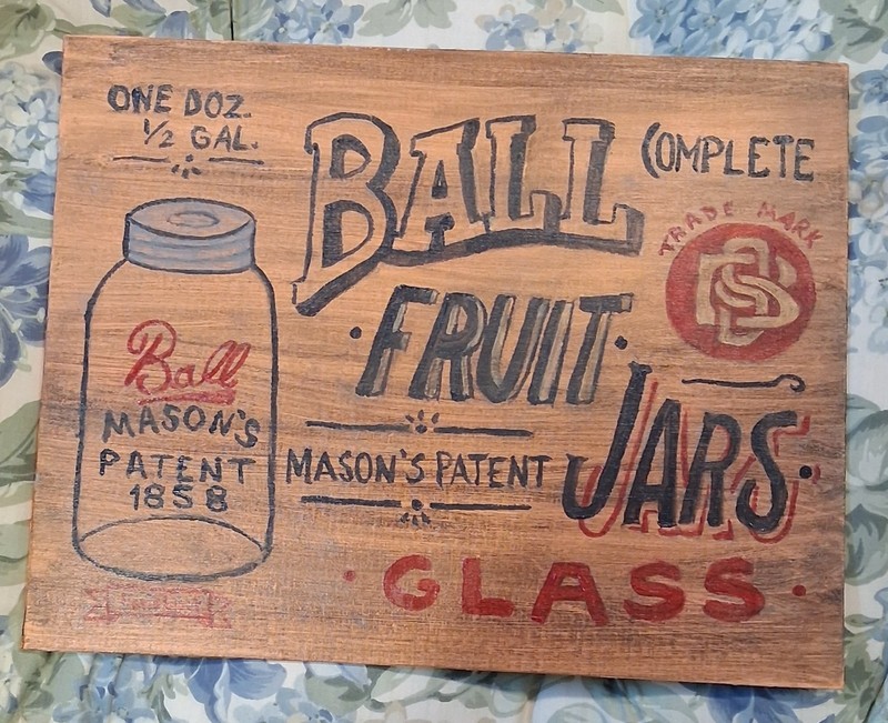 Original Art Painting Ball Mason Jar Crate Unframed Signed David Stock 11×14