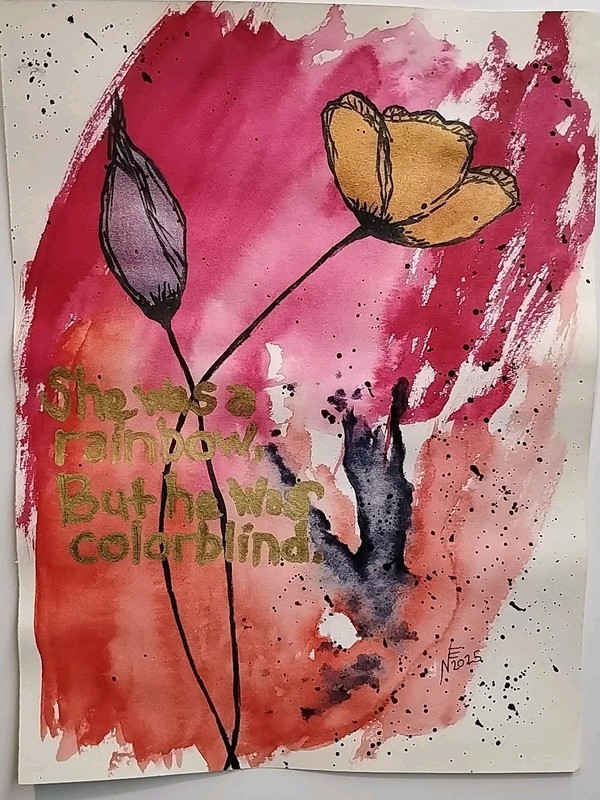 Flower original Watercolor painting home Decor wall Art metallic accent 9x12 gallery
