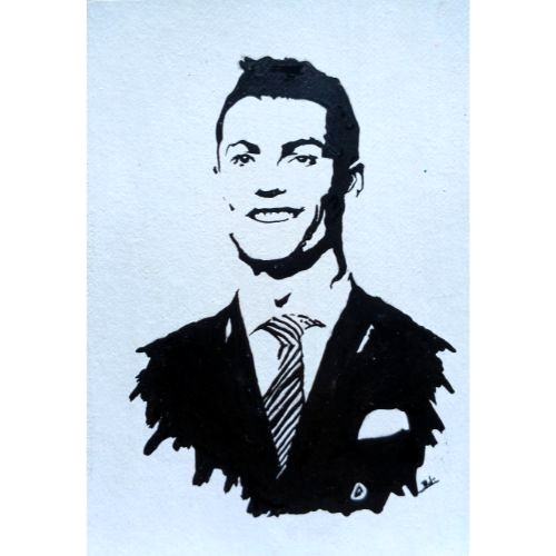 6PcsACEO Original Famous Actor Men Figure Black Pen Acrylic Art Card Hand Paint gallery
