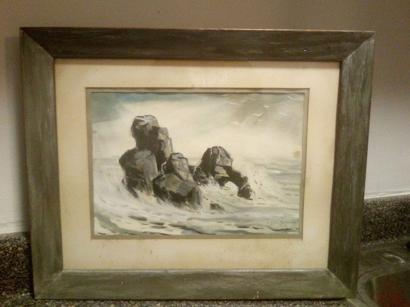 E. John Robinson Signed Original Seascape Watercolor  Painting