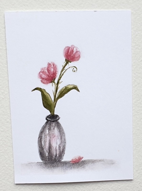 ACEO Original Floral Set of 6 OOAK Watercolor Paintings Quiet Little Blooms gallery
